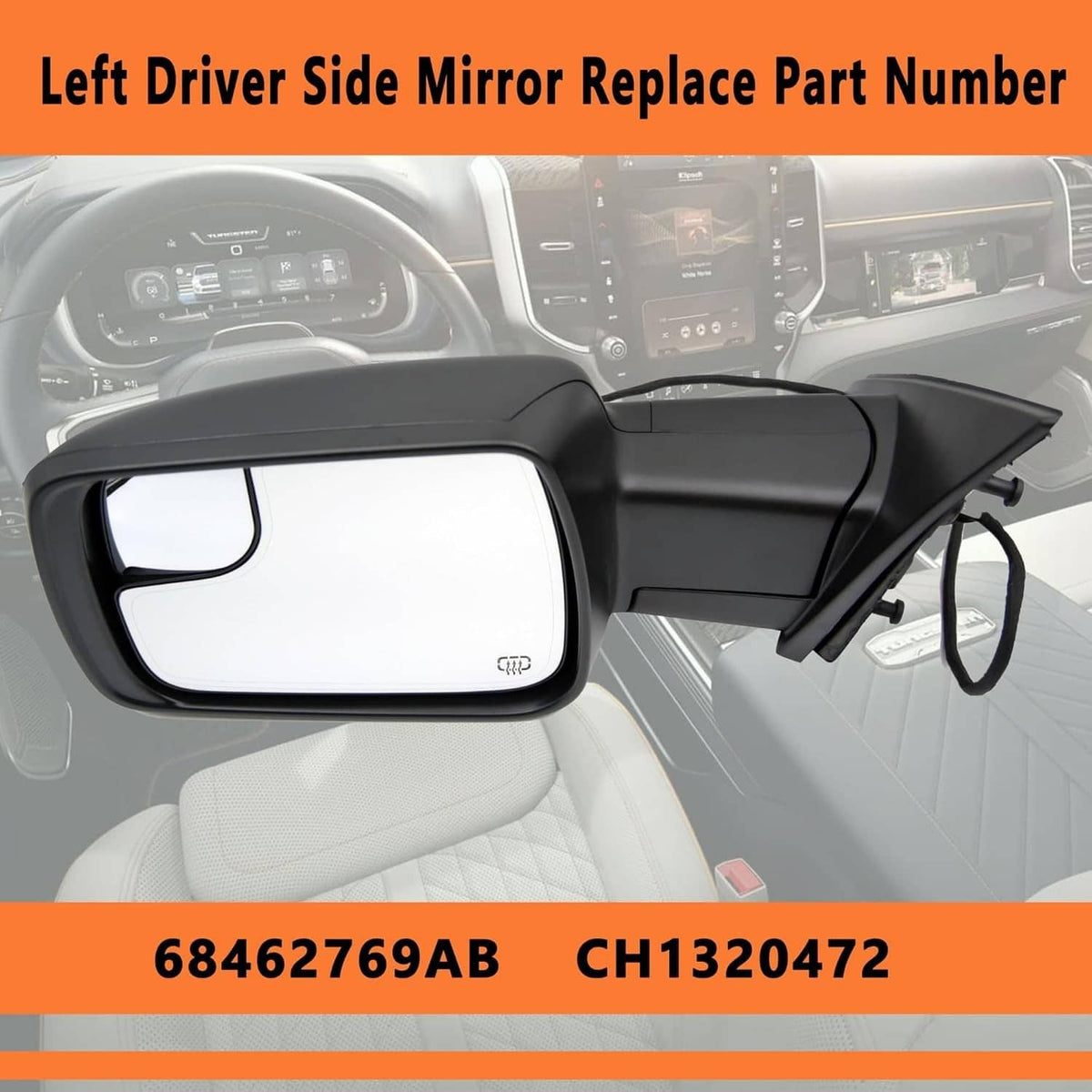 Solidspare Left Driver Side Mirror Heated Power Folding For 2019-2024 Ram 1500 68462769AB