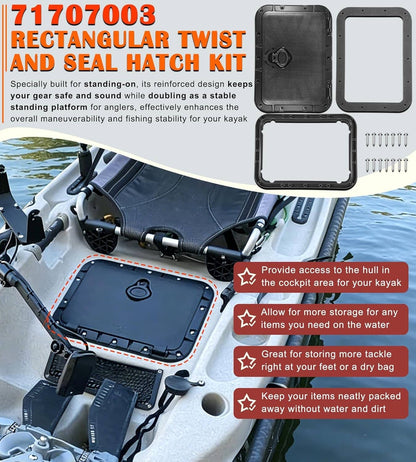 Solid Spare 71707003 Rectangular Twist and Seal Hatch Kit for Hobie Pro Angler Kayaks 2013+
