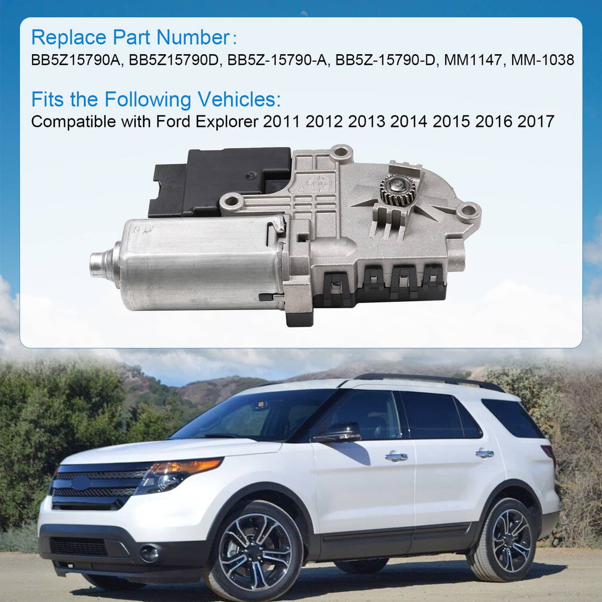 Solidspare New Left or Right Sunroof Moon Roof Motor for Ford Explorer 2011-2017 BB5Z15790A