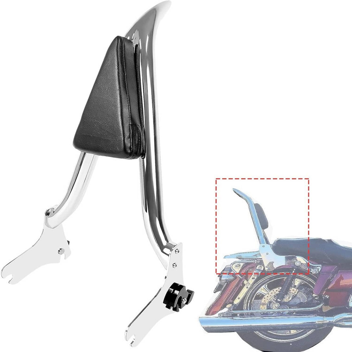 Solidspare New 22'' Chrome Backrest Sissy Bar For Harley Road King Electra Glide 1997-2008
