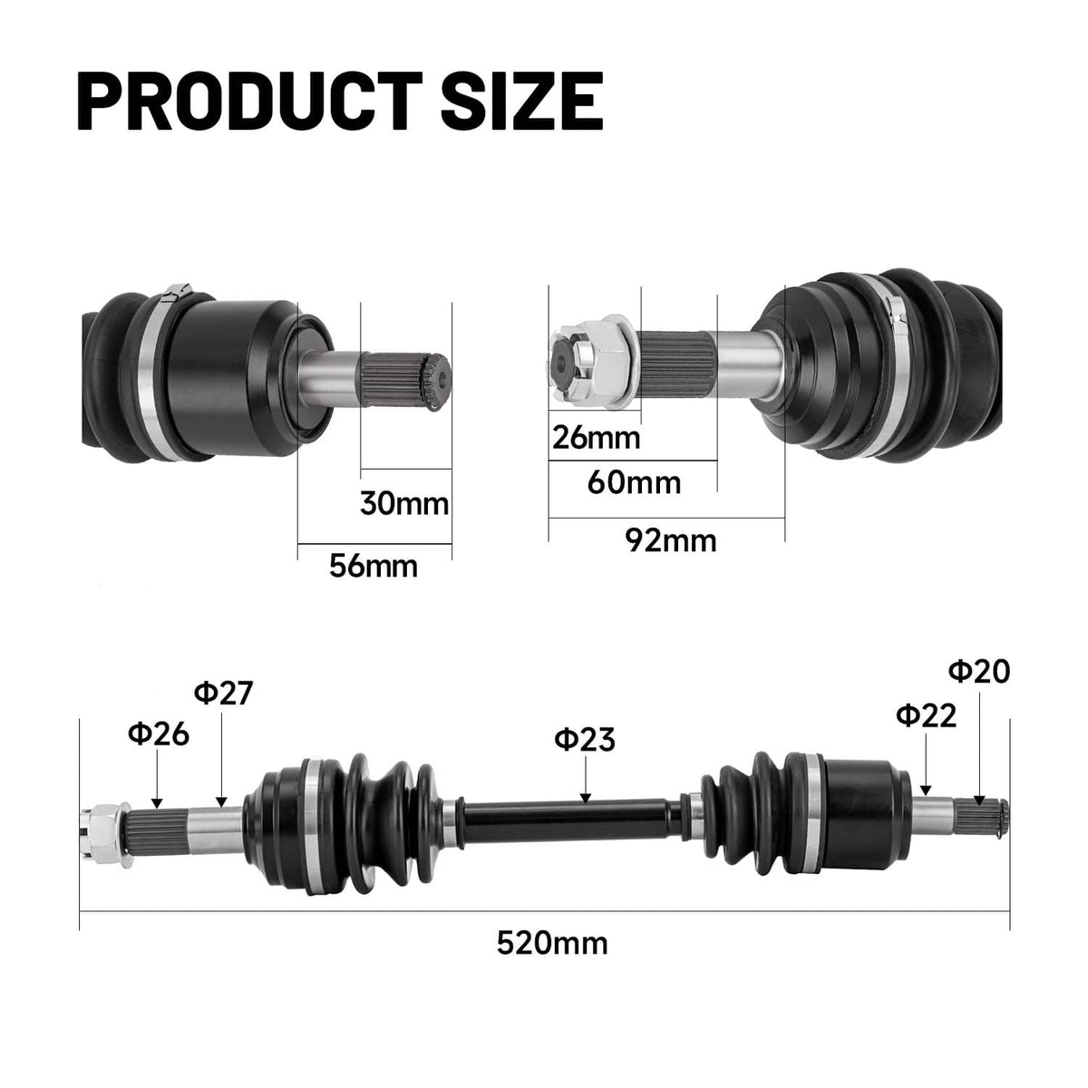 Solidspare Pair Front Left & Right CV Joint Axle for Honda TRX500FM Foreman Rubicon 500 4X4