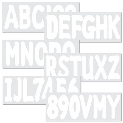 Solid Spare Custom boat registration numbers Decal Sticker 4 sets of A-Z 4 sets of 0-9 White