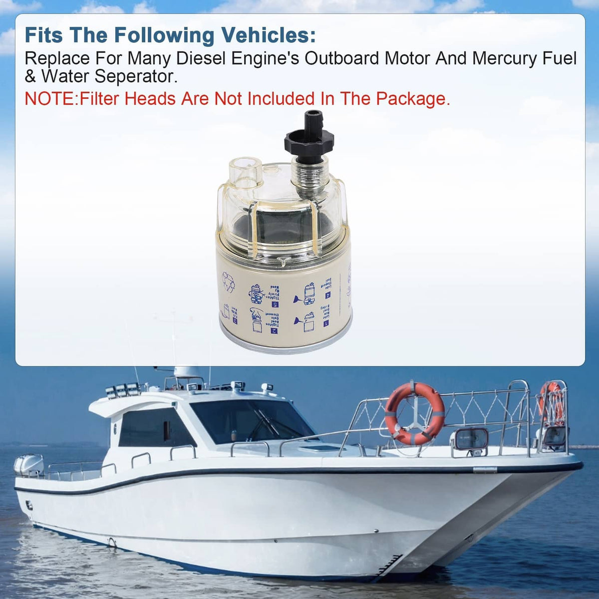 Solidspare R12T Fuel Filter Water Separator Spin-on with Water Collection Bowl For Marine