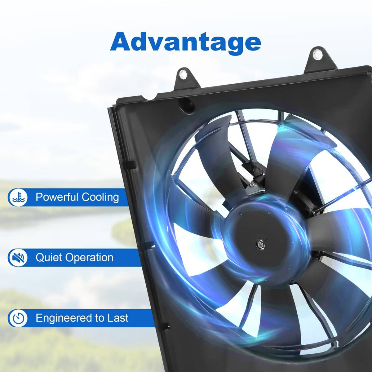 Solidspare Radiator Cooling Fan Assembly Fits 2016-2021 Civic 2.0L 190155BAA01 190305BAA01