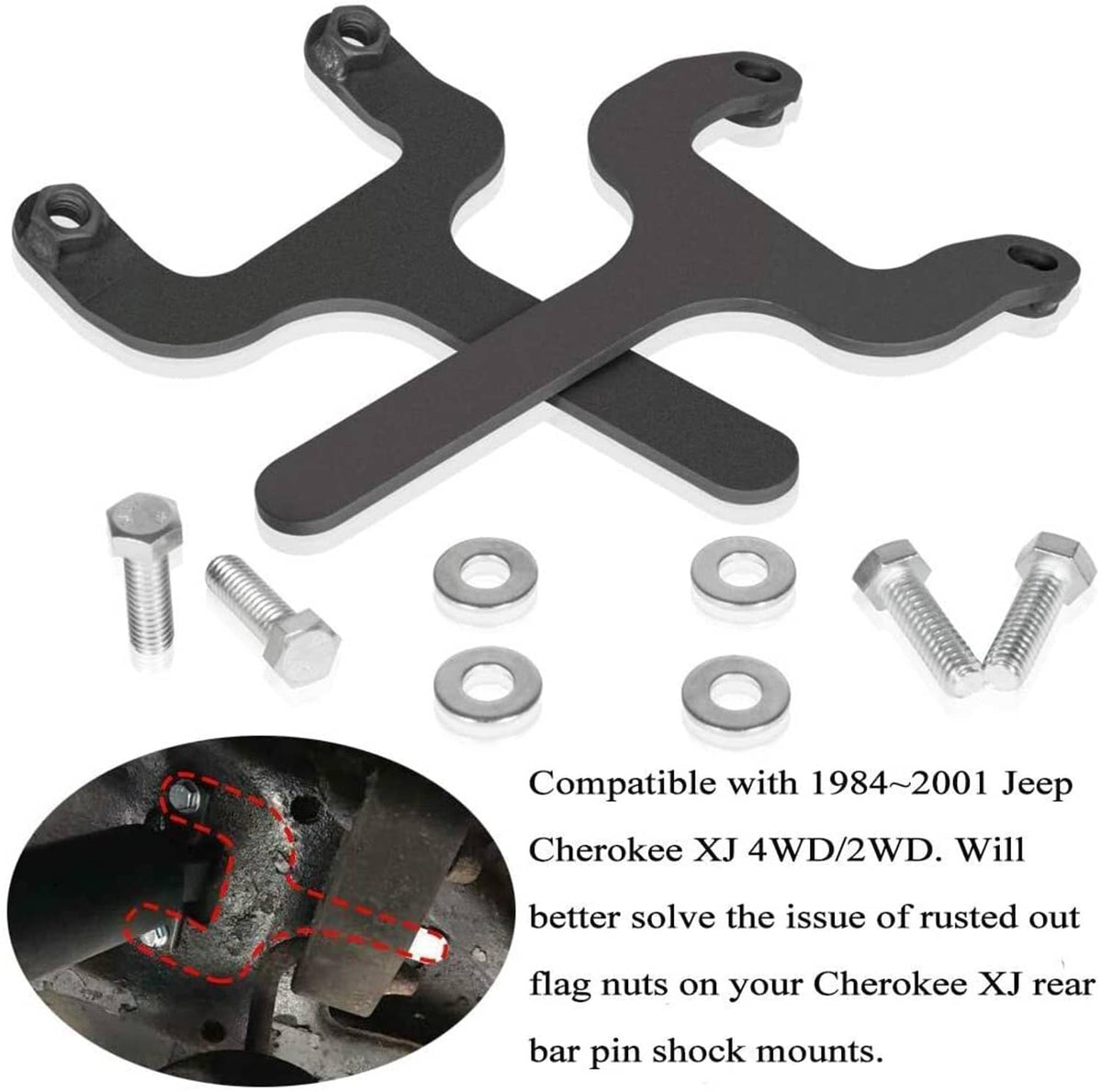 Solid Spare Rear Bar Pin Flag Nut Fits for 1984-2001 Jeep Cherokee XJ 4WD and 2WD