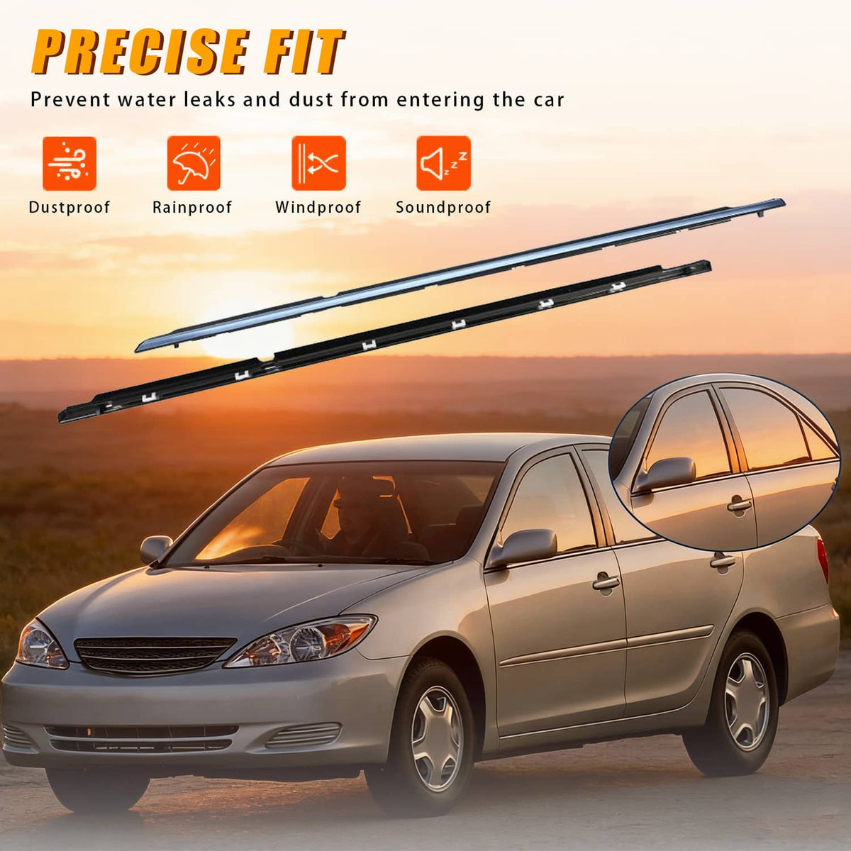 Solidspare 4Pcs New Window Molding Trim Weather Strip Seal Strip for 2002-2006 Toyota Camry