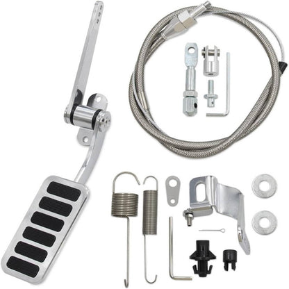 Solidspare Universal Street Hot Rod Aluminum Gas Pedal & 24" SS Throttle Cable & Spring Kit