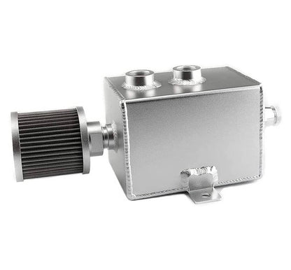 Solidspare Universal 2L Oil Catch Can Tank 2 Port AN10 W/ Breather Filter Drain Tap Baffled