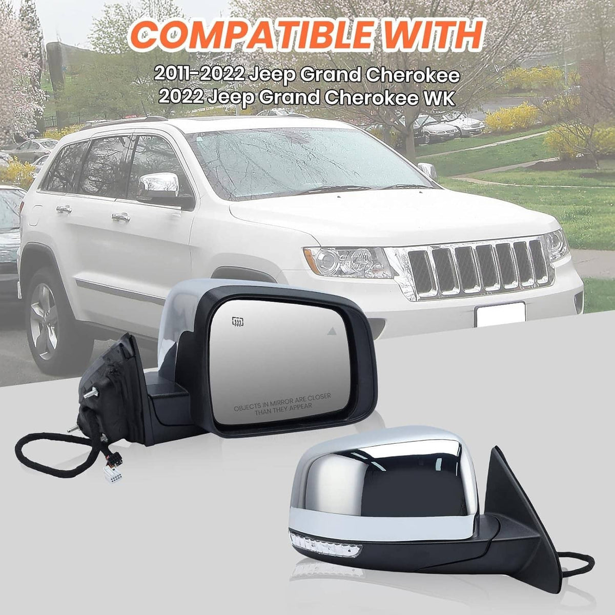 Solidspare Left Side Manual Fold Mirror Blind Spot For 11-22 Jeep Grand Cherokee 68236930AF