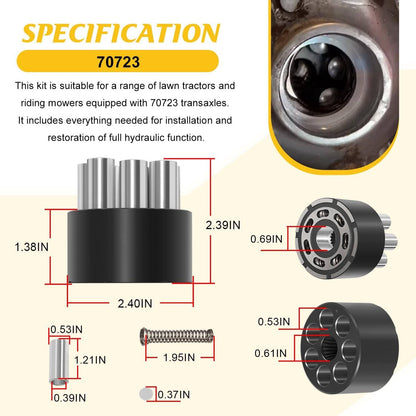 Solid Spare for Hydro-Gear 70723 Cylinder Block Kit 7-Piston Assembly Hydrostatic Transaxle