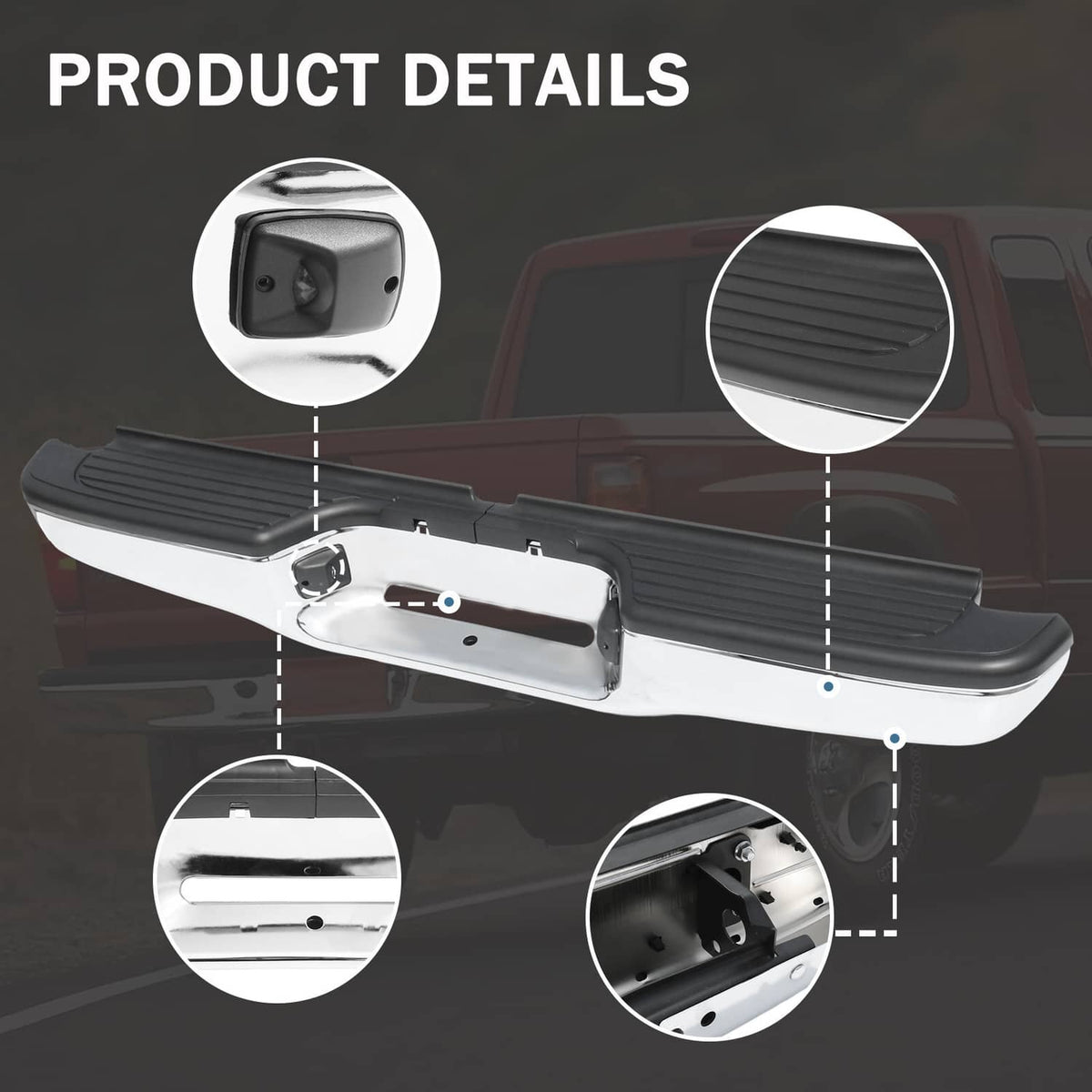 Solidspare Complete Steel Rear Step Bumper Assembly For Toyota Tacoma 1995-2004 Chrome