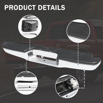 Solidspare Complete Steel Rear Step Bumper Assembly For Toyota Tacoma 1995-2004 Chrome
