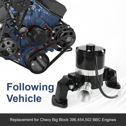Solidspare Black Big Block Chevy Electric Water Pump 390 427 454 EWP BBC High Volume Flow