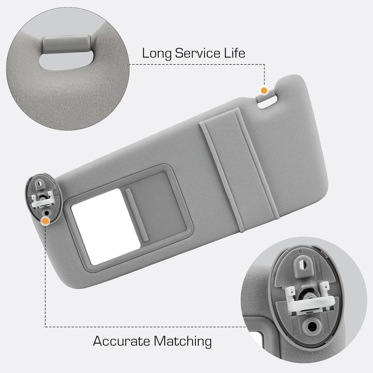 Solidspare Left and Right Gray Sun Visor Pair With Cover Trims for Toyota Venza 2009-2016
