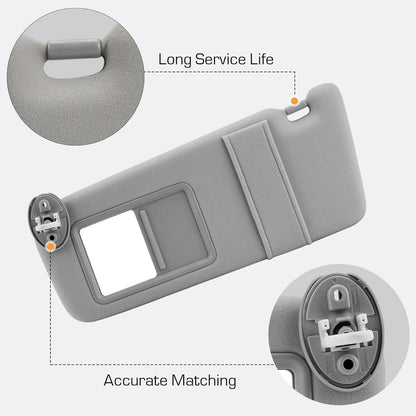 Solidspare Left and Right Gray Sun Visor Pair With Cover Trims for Toyota Venza 2009-2016