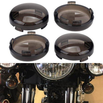 Solidspare 4 pcs Smoked Turn Signal Light Lens Covers For Harley Touring Electra Road Glide