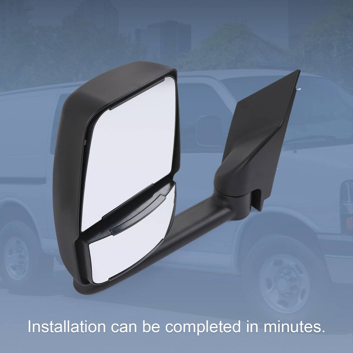 Solidspare LH + RH Pair Manual Tow Mirrors For 2003-2017 Chevy Express Savana Van Smooth