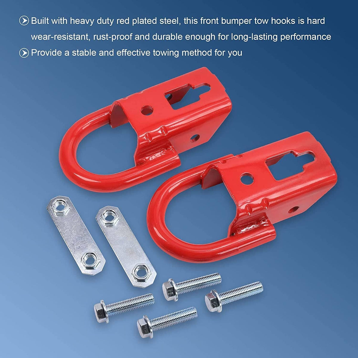 Solidspare Red 2 Pcs Towing Hooks FL3Z17N808A w/ Hardware Front For 2009-2019 Ford F150