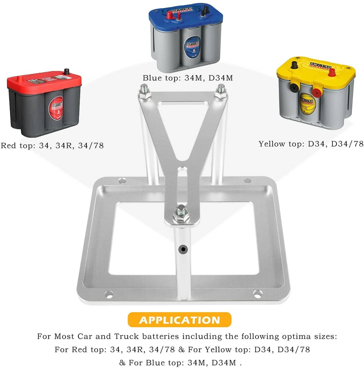 Solid Spare Universal Aluminum Battery Tray Hold Down Trunk Relocation Box 551181