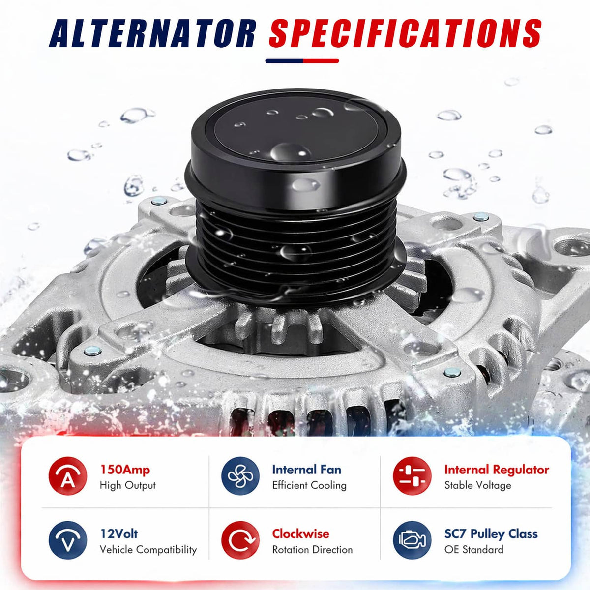 Solidspare Alternator 11326 For 2010-2016 Toyota Highlander 2007-2016 Sienna 3.5L 150A