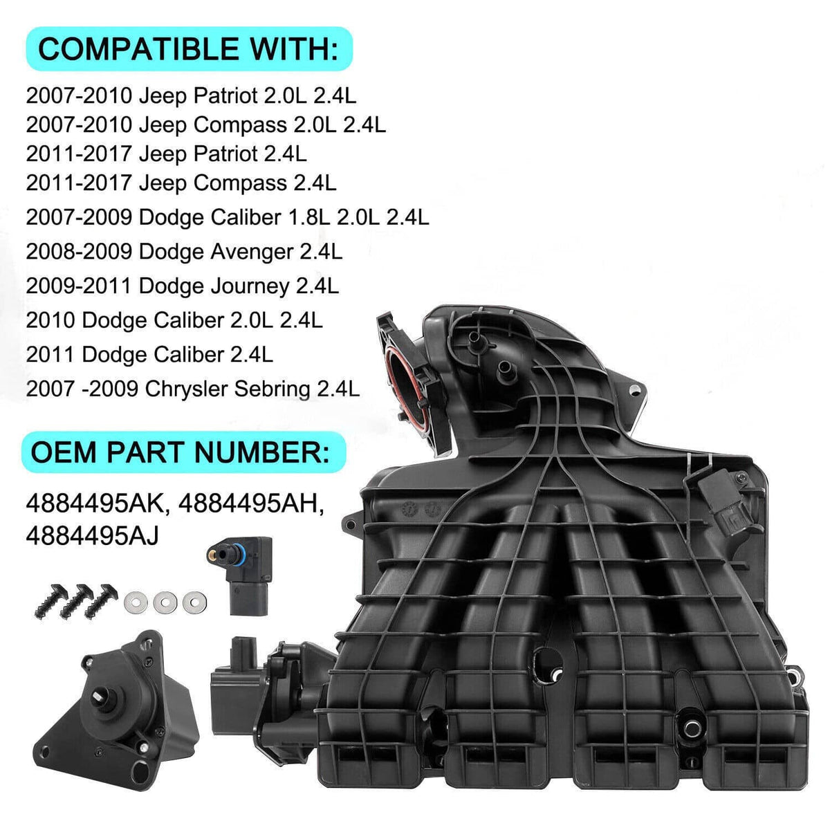 Solidspare Intake Manifold w/ Runner Control Valve Sensor For 07-17 Jeep Patriot Dodge 2.4L