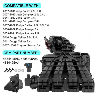 Solidspare Intake Manifold w/ Runner Control Valve Sensor For 07-17 Jeep Patriot Dodge 2.4L