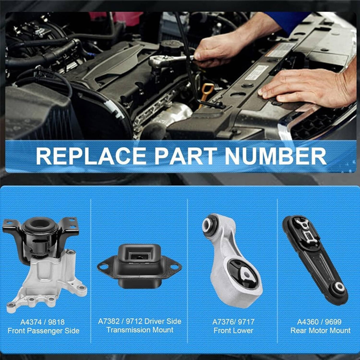 Solidspare New 4PCS Engine Motor & Trans Mount Set For 2013-2019 Nissan Sentra 1.8L Auto