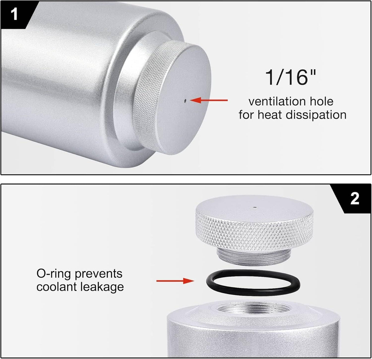 Solidspare Universal Radiator Coolant Catch Tank Overflow Reservoir 800ml Silver Aluminum