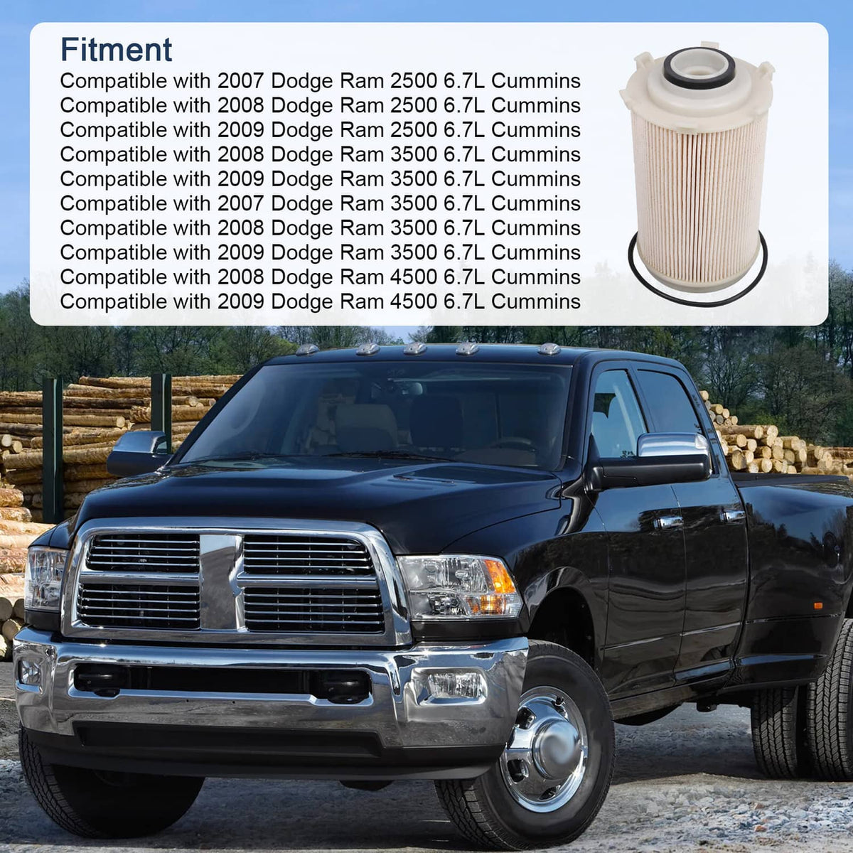 Solidspare 68061634AA Fuel Filter For 2007-2010 Dodge Ram 2500 3500 6.7L Cummins Diesel