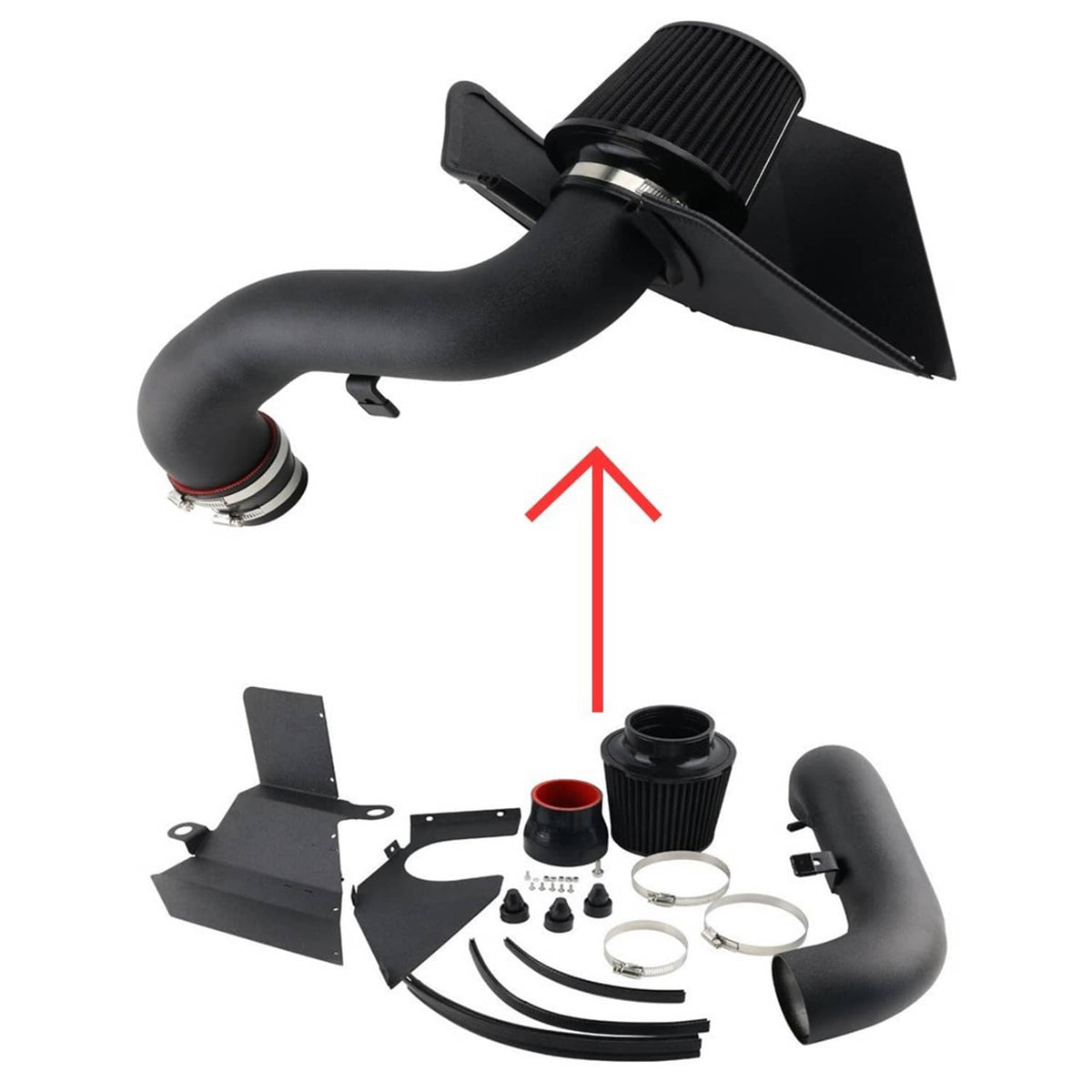 Solidspare Cold Air Intake & Heat Shield Kit w/Filter For 2015-2020 VW Golf GTi R 1.8T 2.0T