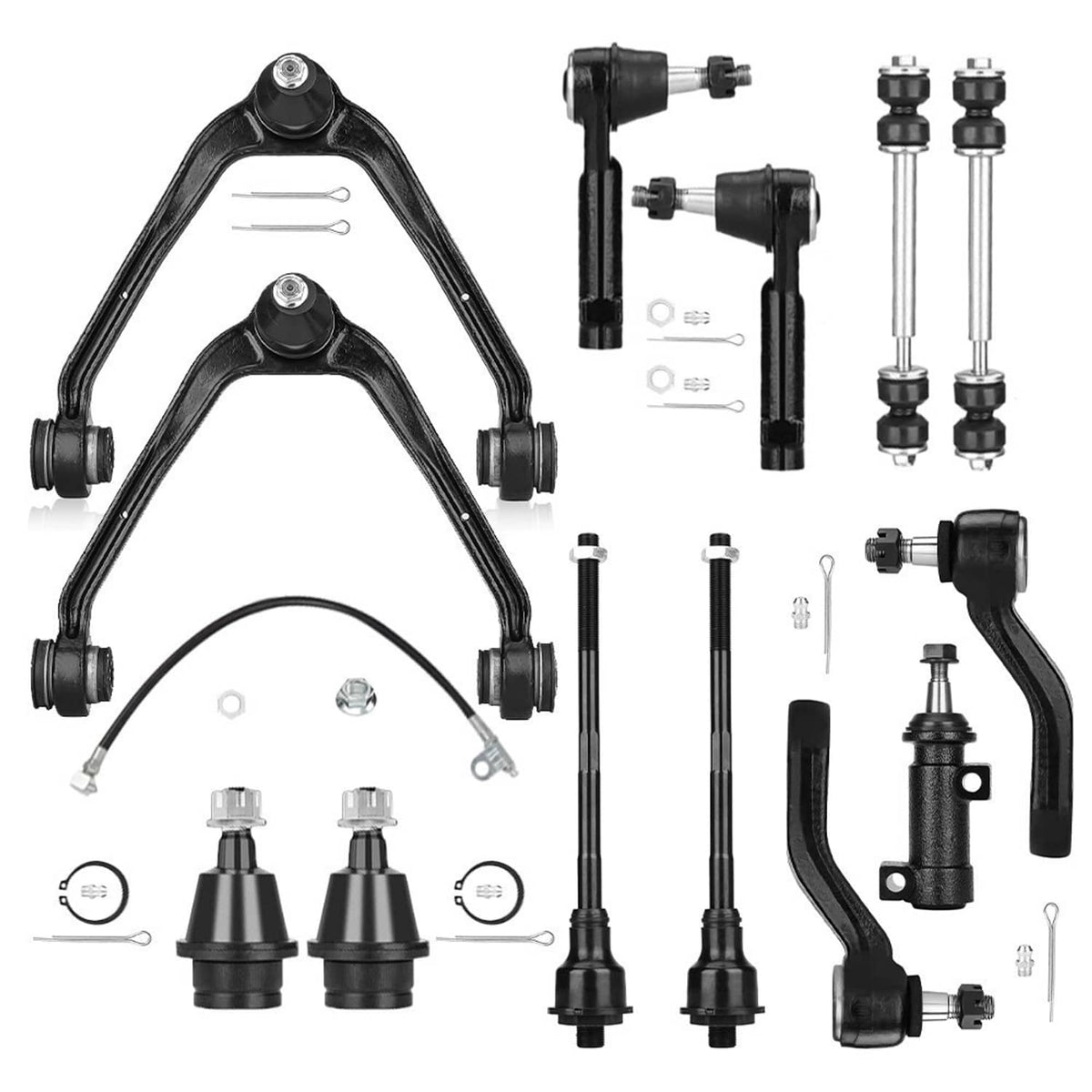 Solidspare 13PCS For 1999-2006 Chevy Silverado 1500 4WD Front Upper Lower Control Arm Kit