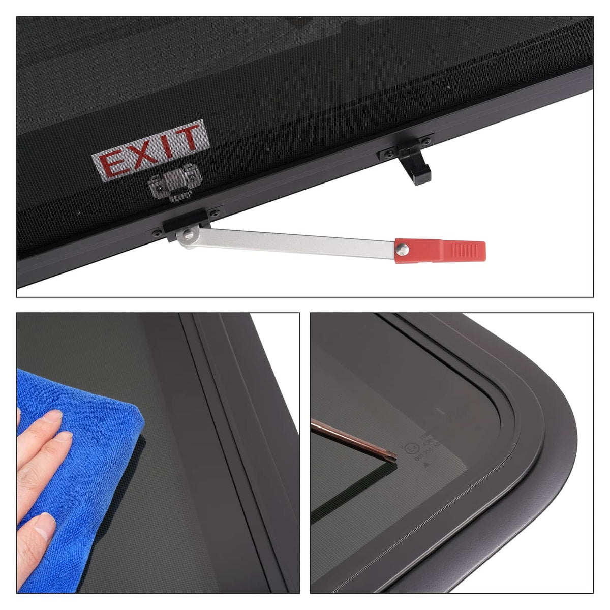 Solidspare For Camper 36" x 22" Dark Glass W/ Trim Ring Emergency Push Out RV Exit Window