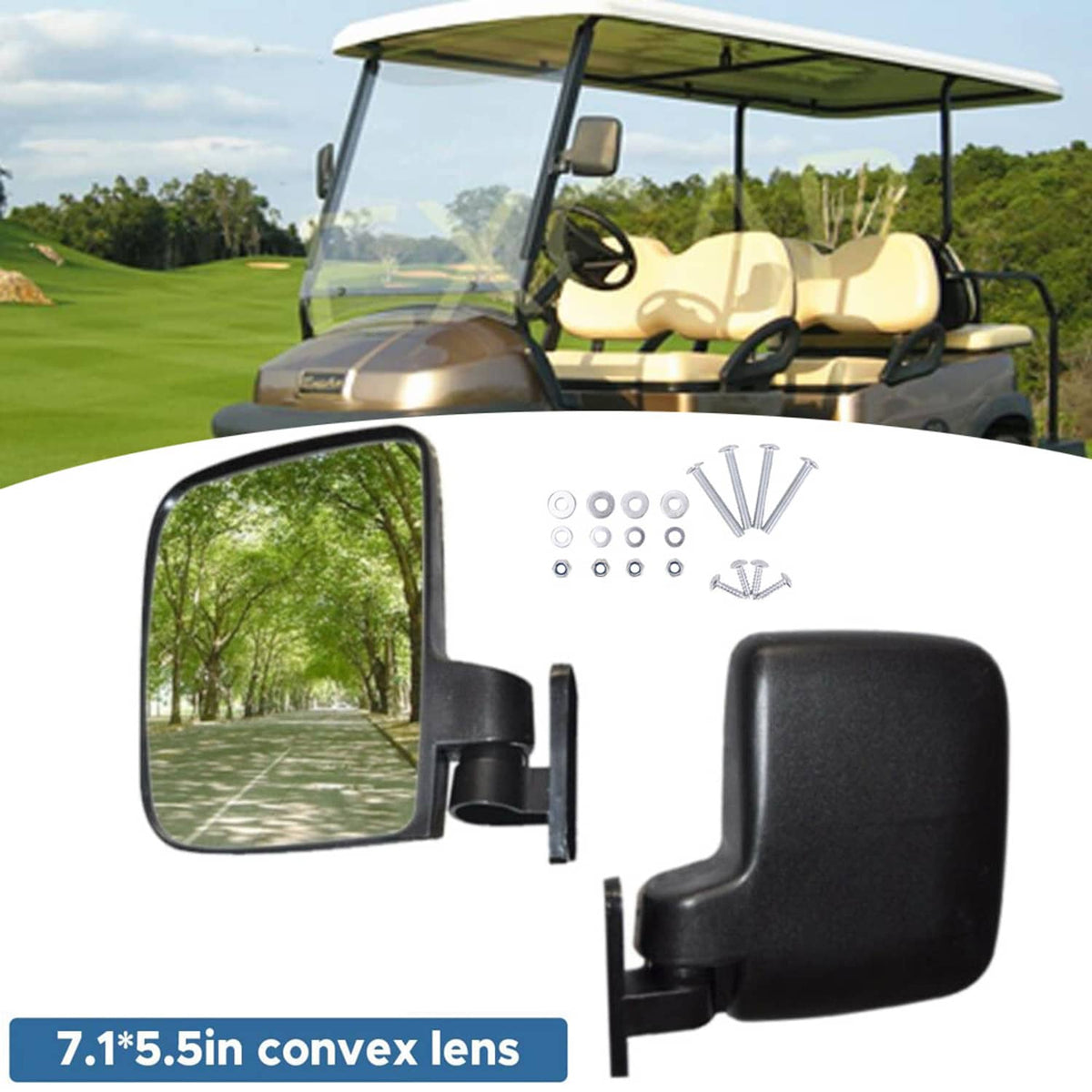 Solidspare Adjustable Golf Cart Side Rear View Mirrors for Club Car EZ GO Yamaha and Others