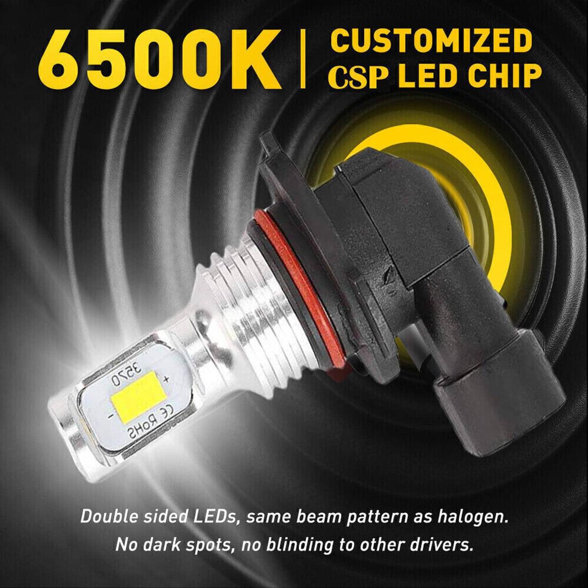 Solidspare 9005 9006 LED Headlights Kit Combo Bulbs 6500K High Low Beam Super White Bright