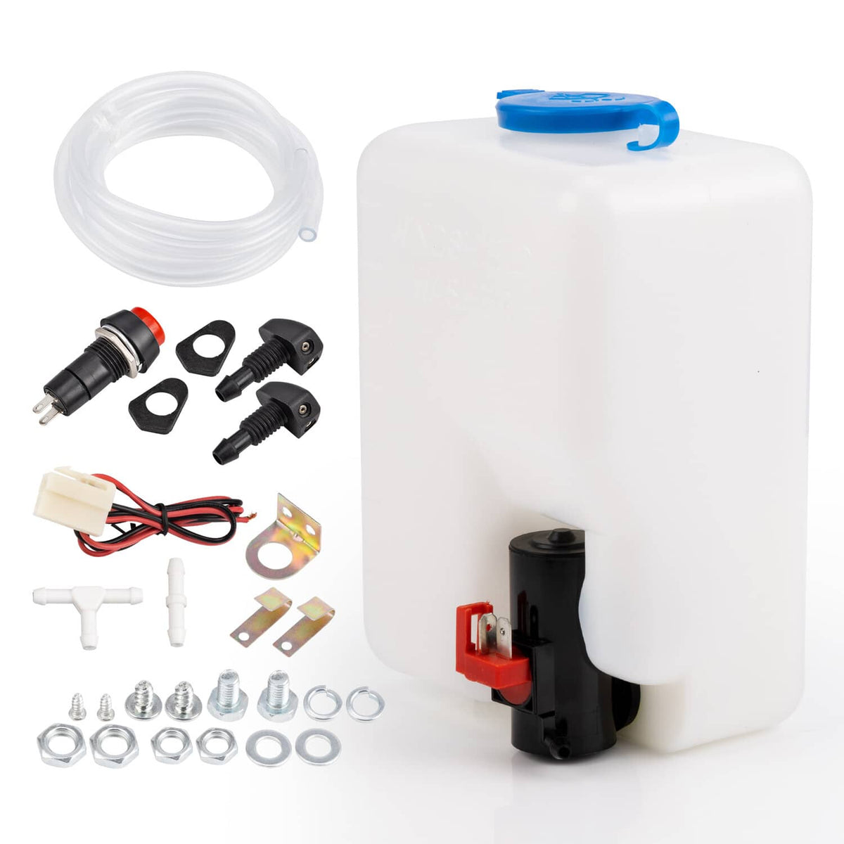 Solidspare Windshield Washer Bottle Tank Pump Wiper System Reservoir Kit 12V Universal 1.5L