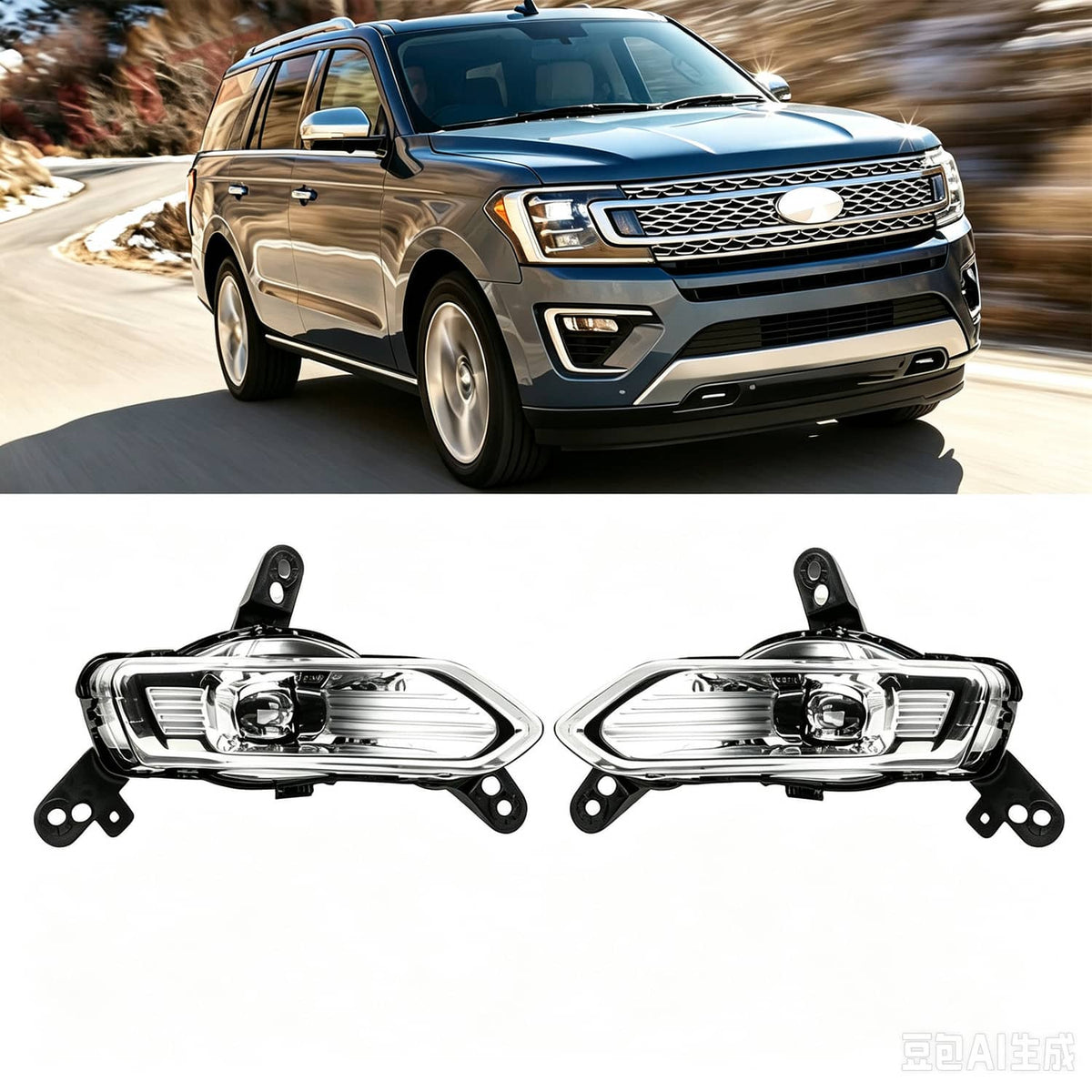 Solidspare NEW For 2018-2021 Ford Expedition Fog Light Left + Right GT4Z15201A GT4Z15200C