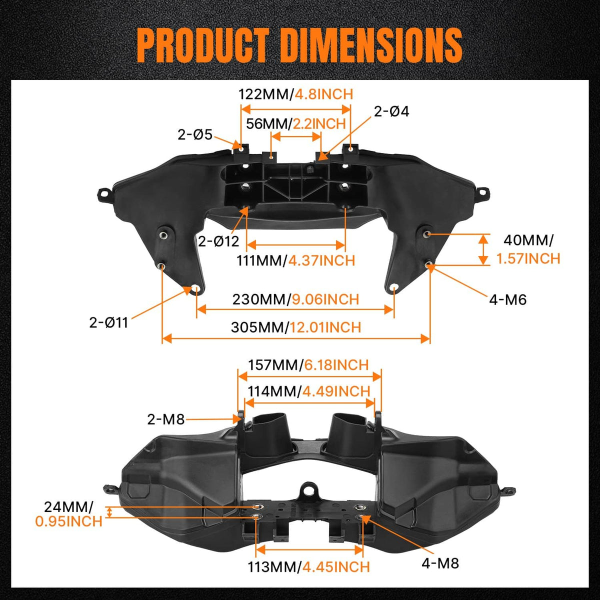 Solidspare Black Upper Stay Fairing Headlight Bracket Fit For Honda CBR600RR 2007-2025 ABS