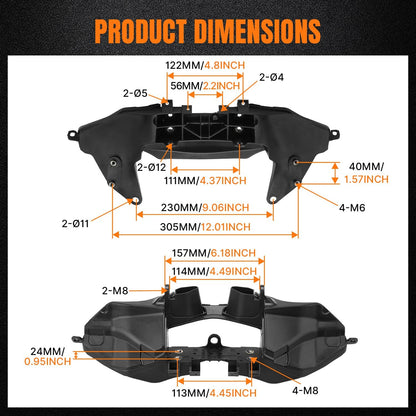 Solidspare Black Upper Stay Fairing Headlight Bracket Fit For Honda CBR600RR 2007-2025 ABS