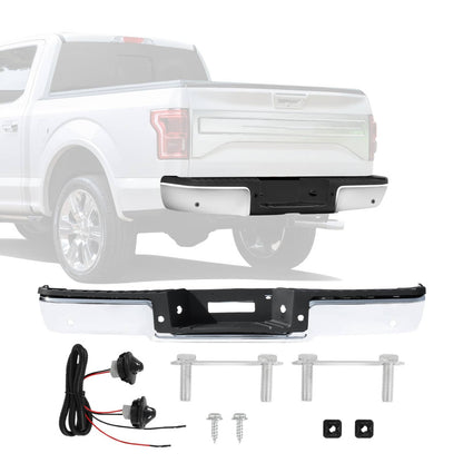 Solidspare Step Bumper For 2004-2006 Ford F-150 Assembly With Sensor Holes Chrome Rear