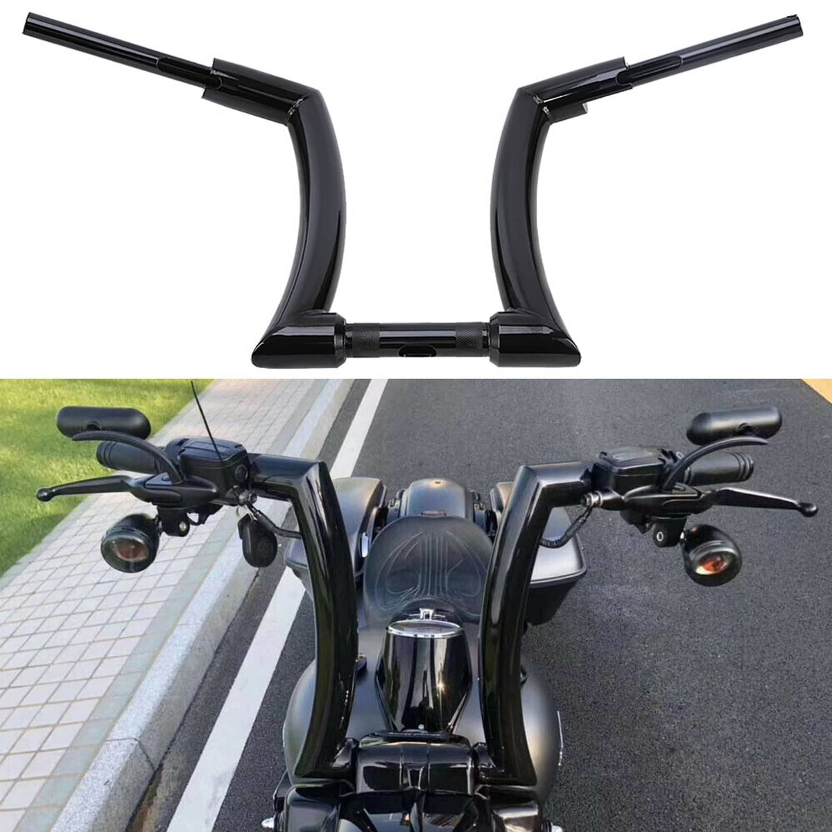 Solidspare Motorcycle Handlebar 14inch Rise 2" Ape Hanger Handle For Harley Dyna Street