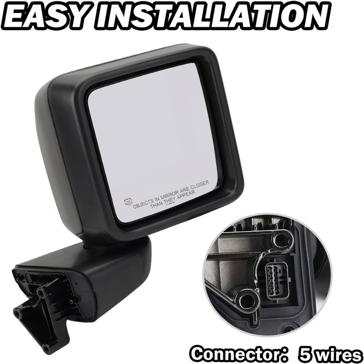 Solidspare Power Heated Rear View Mirror Passenger For Jeep Wrangler 18-24 &Gladiator 20-24
