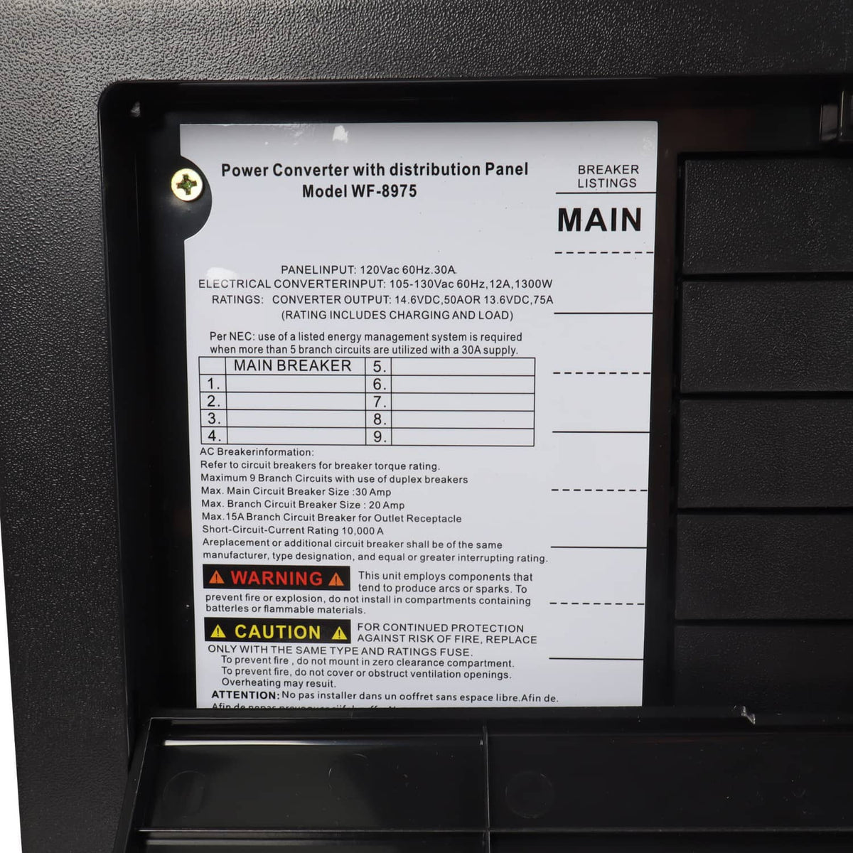 Solidspare WF-8975-AD 75 AMP RV Power Converter Power Center Battery Chargers for rv,Camper