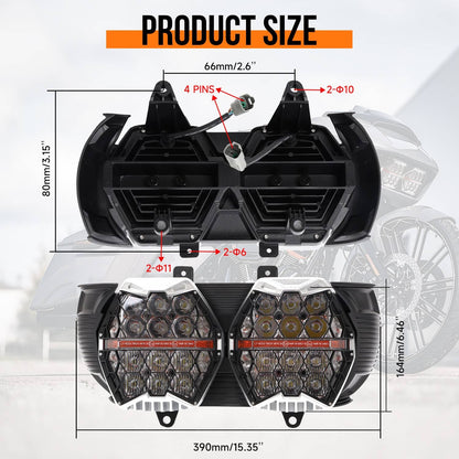 Solidspare For Harley Road Glide 2015-2024 Dual LED Headlight Headlamp Projector Hi/Lo Beam