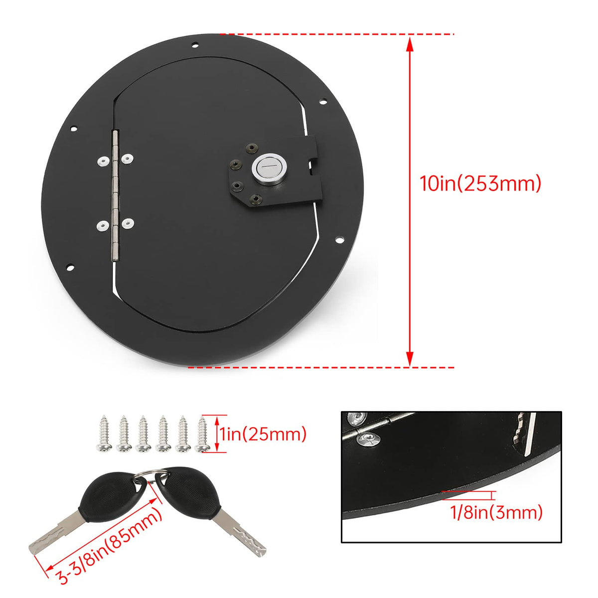 Solid Spare New Black Powder Coated Locking Fuel Door For Hummer H3 & H3T M1025 M1025A1