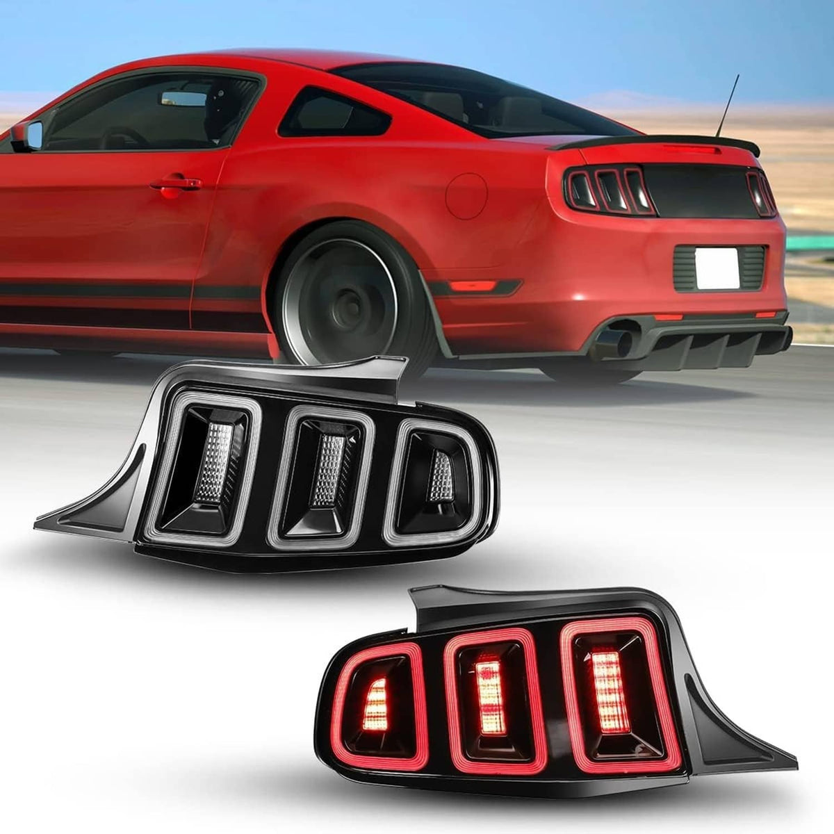 Solidspare Tail Lights Black Brake Lamps For 2010-2014 Ford Mustang Full LED w/ Sequential