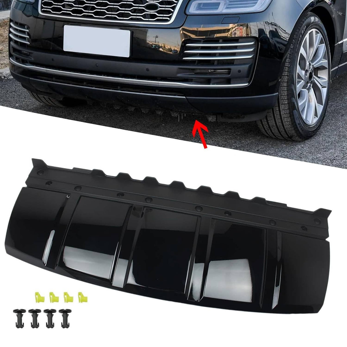 Solidspare For 2018-2020 Land Rover Range Rover Front Bumper Skid Plate Trim Black LR117512