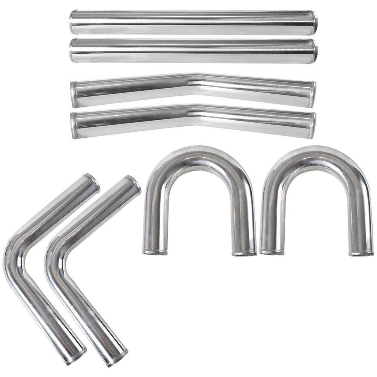 Solidspare 8PCS 2.5" Universal Aluminum Turbo Intercooler Elbow Pipe Kits Silver New