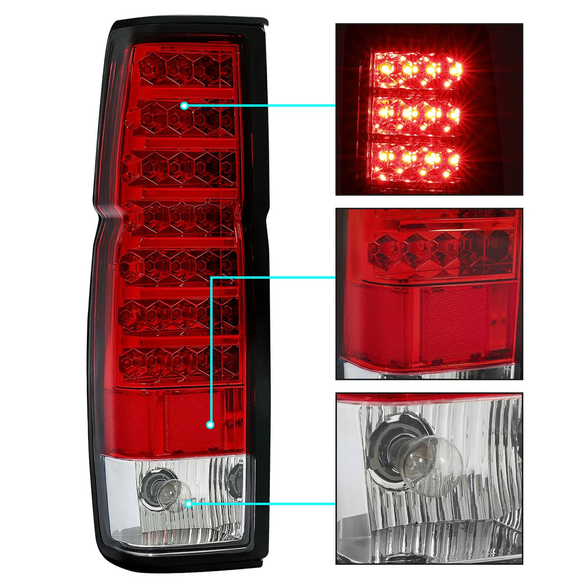 Solid Spare Red Clear LED Tail Lights Brake Lamps For Nissan D21 Hardbody Pickup 1986-1997