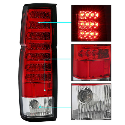 Solid Spare Red Clear LED Tail Lights Brake Lamps For Nissan D21 Hardbody Pickup 1986-1997