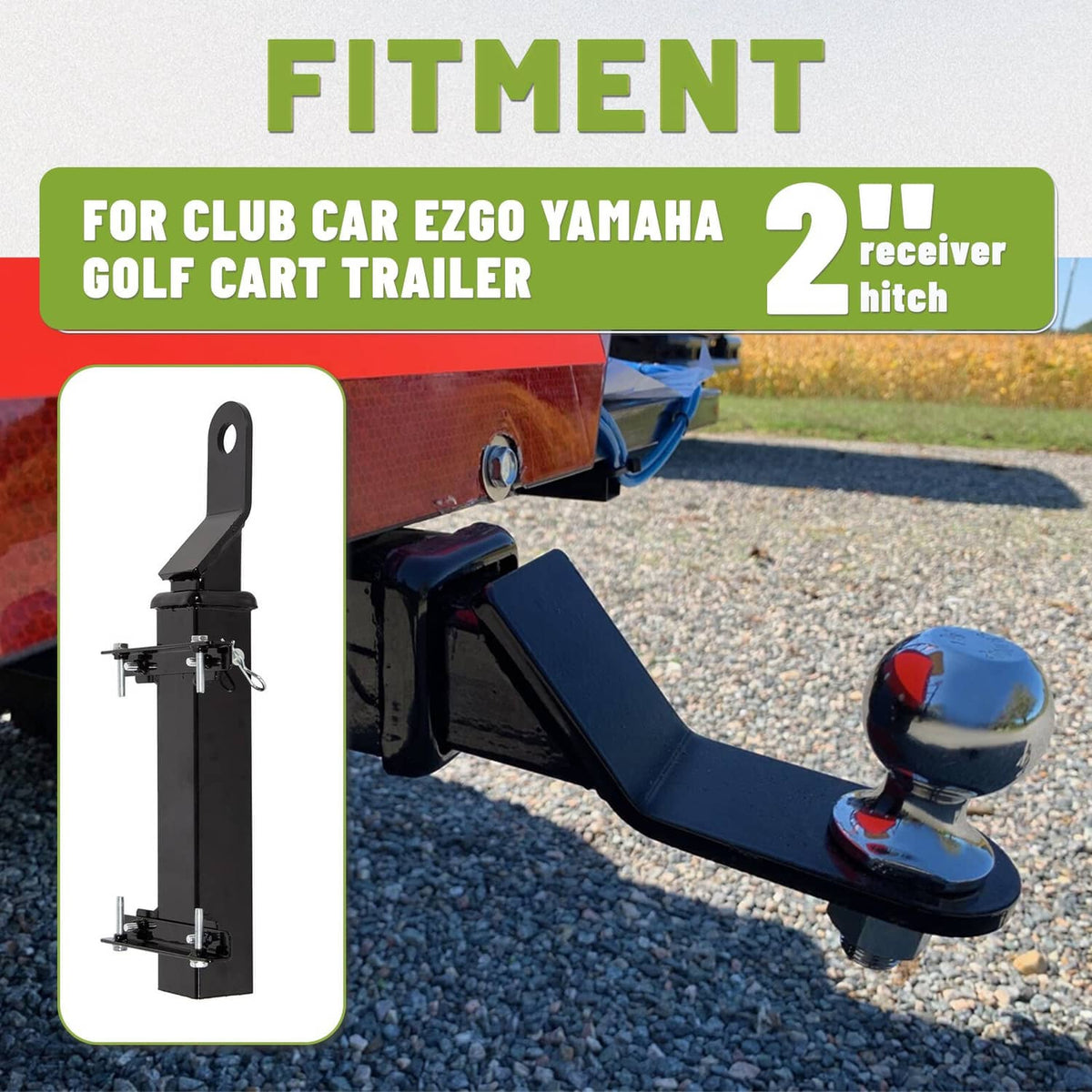 Solidspare For Club Car EZGO Yamaha Golf Cart Trailer Hitch w/ 2" Receiver Step on Back